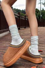 Load image into Gallery viewer, Black Contrast Edge Suede Plush Lined Thick Sole Winter Slippers
